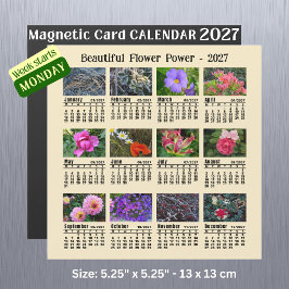 2027 Blomkalender - måndagsvecka magnetisk kort