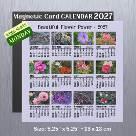 2027 Blomkalender - måndagsvecka magnetisk kort