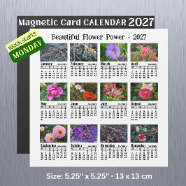 2027 Blomkalender - måndagsvecka magnetisk kort