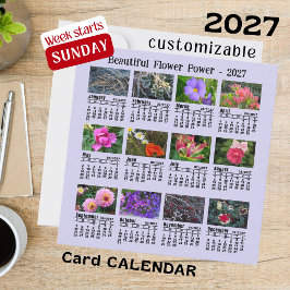 2027 Blommofoto Kalender Söndag Vecka Platt Kort
