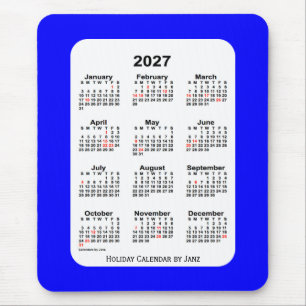 2027 Blue Helgdag Calendar från Janz Musmatta
