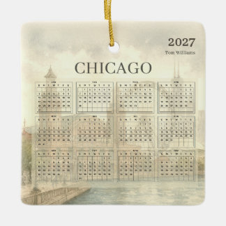 2027 Chicago Navy Pier kalender år i översikt Julgransprydnad Keramik