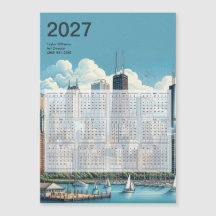2027 Chicago Skyline Arkitektur Kalenderkort