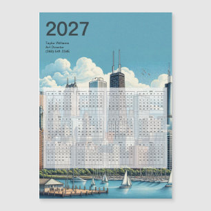 2027 Chicago Skyline Arkitektur Kalenderkort