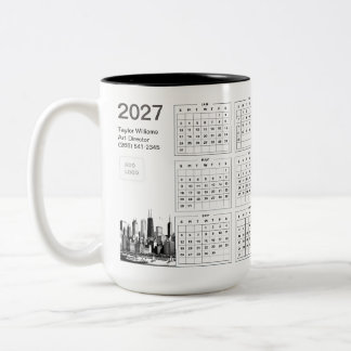 2027 Chicago Skyline Företagets logotyp Minimalist Två-Tonad Mugg