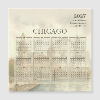 2027 Chicago Skyline Kalender Magnetkort