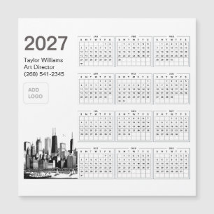 2027 Chicago Skyline Logo Minimalistisk Kalenderma