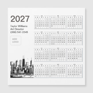 2027 Chicago Skyline Logo Minimalistisk Kalenderma