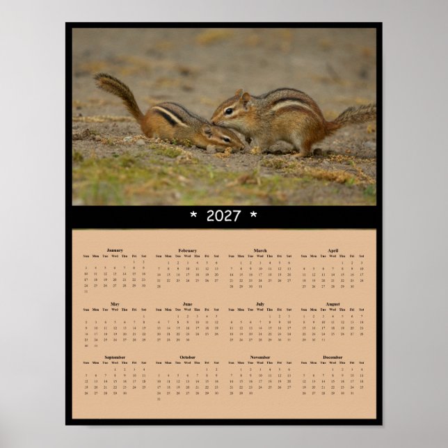 2027 Chipmunk Vägkalender - Woodland Watcher Poster (Framsidan)