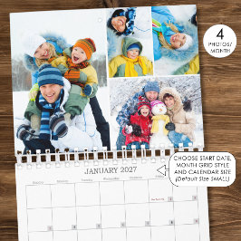 2027 Enkel anpassad fotokollage 4 per månad Kalender