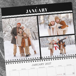 2027 enkel modern minimal familjefoto collage kalender