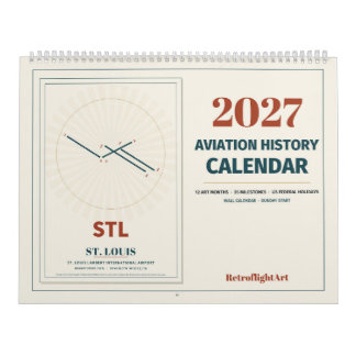 2027 Flyghistorisk Vägkalender | Retro Kalender