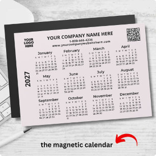 2027 Företag Din Logotyp QR-kod Kalender Magnet 