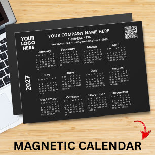 2027 Företag Din Logotyp QR Svart Kalender Magnet
