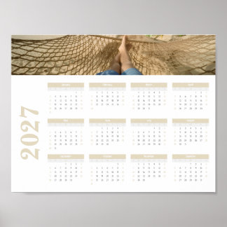 2027 Foto Beige Årskalender Poster