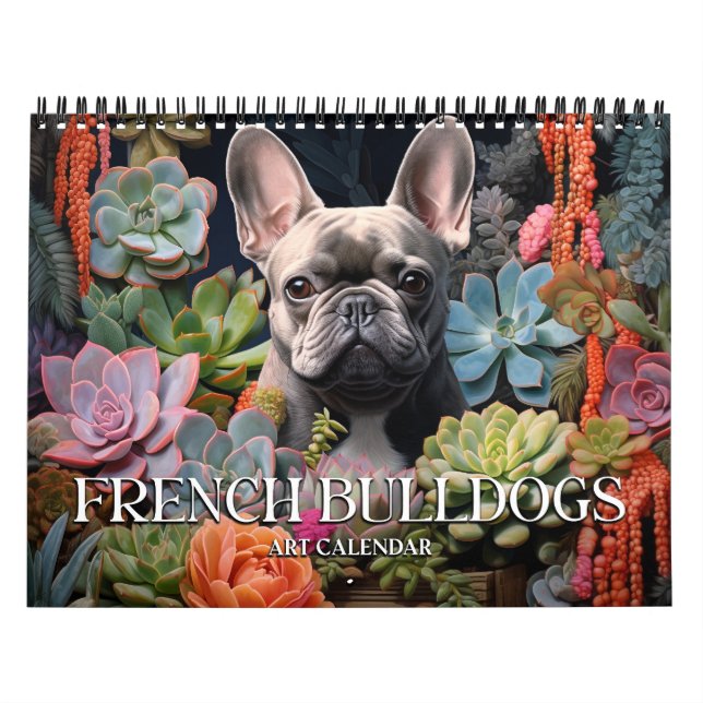 2027 Fransk Bulldog Konstkalender Kalender (Omslag)