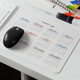 2027 FULLT ÅR CALENDAR PASTEL HANDSKRIFTLIG SKRIVS MUSMATTA
