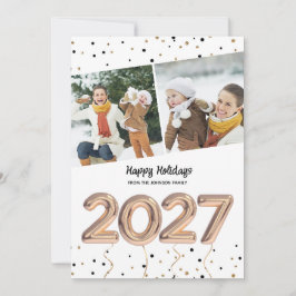 2027 Glada Guld Ballonger Konfetti Foto Julkort