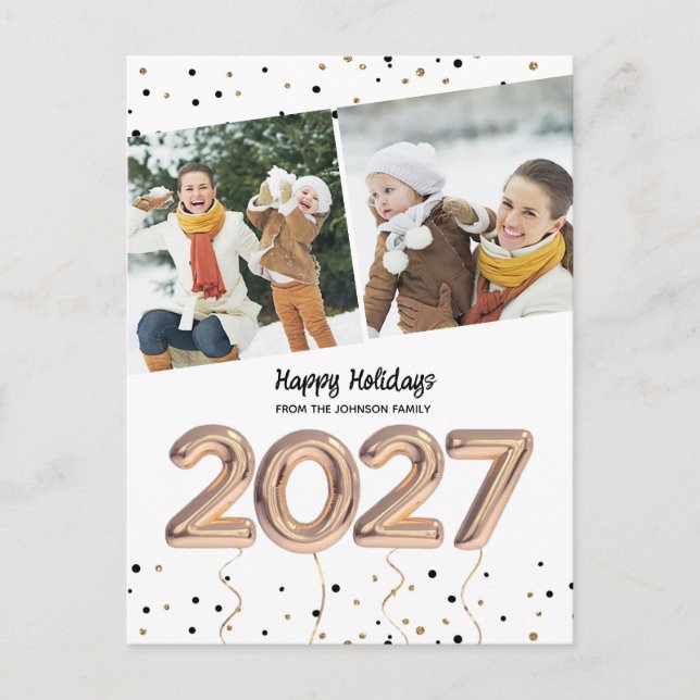 2027 God Jul Foto Ballong Nummer Helg Vykort (Framsida)