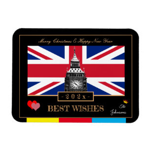 2027 Gott Nytt År, Brittisk Flagga, Big Ben Storbr Magnet