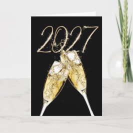 2027 Gott Nytt År Glänsande Fyrverkerier och Champ Helgkort
