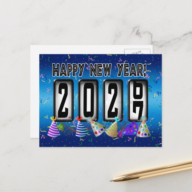 2027 Gott Nytt År Mätare Vykort (Fram/Back In Situ)