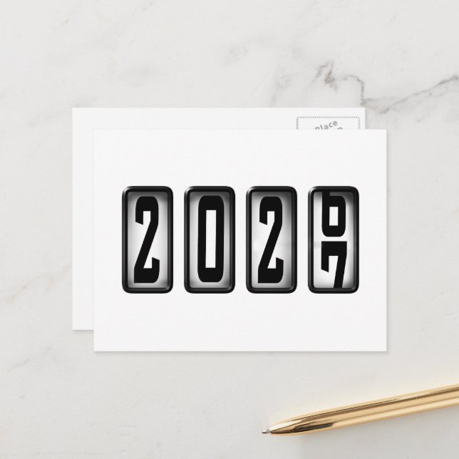 2027 Gott Nytt År Mätare Vykort (Fram/Back In Situ)