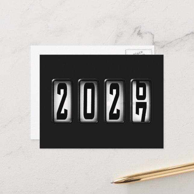 2027 Gott Nytt År Mätarställning Vykort (Fram/Back In Situ)