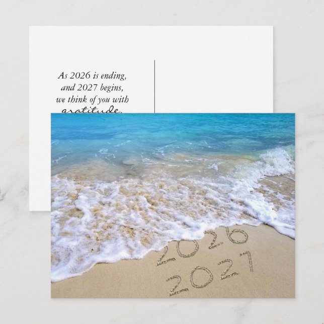 2027 Gott Nytt År Strand Vykort (Fram/baksida)