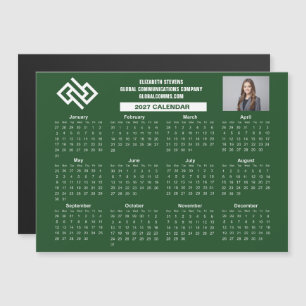 2027 Grön företags kalender anpassad magnet