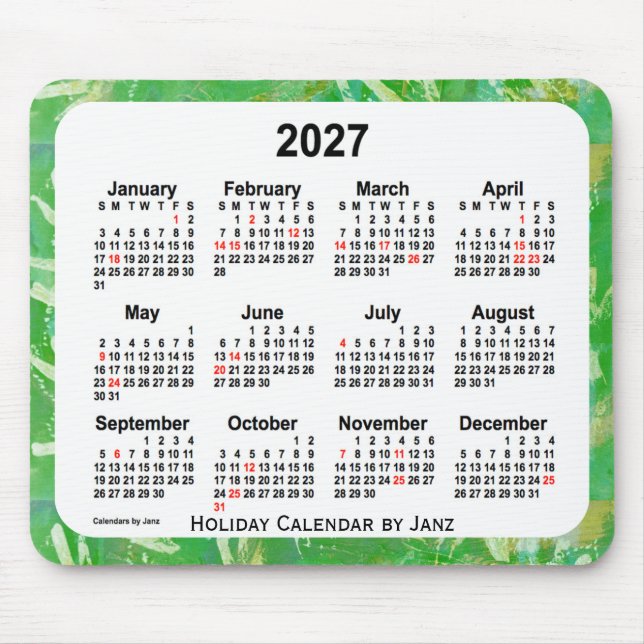 2027-Gröntens Helgdag Art Calendar av Janz Mouse P Musmatta (Framsidan)