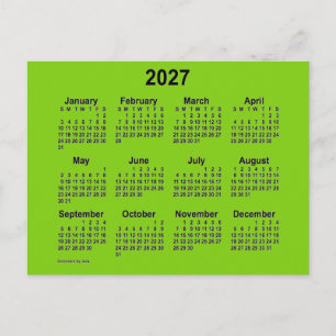 2027 Gul Grön Mini Kalender av Janz Vykort