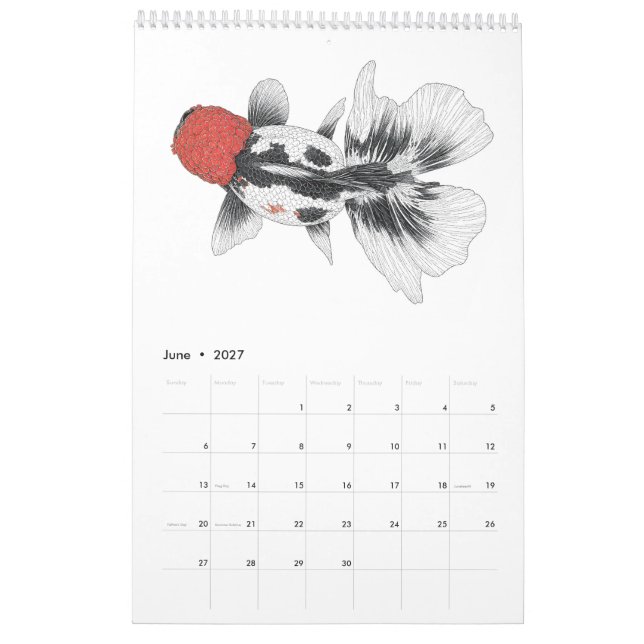 2027 Guld fisk kalender (Jun 2027)