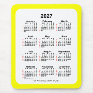 2027 Gult 2 ton 52 veckors kalender från Janz Musmatta
