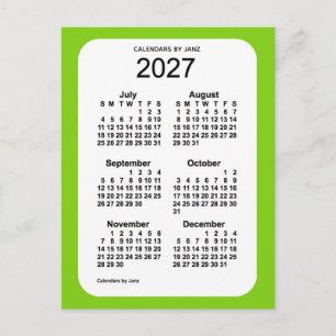 2027 Gult Grönt 6 Mini Calendar från Janz Vykort
