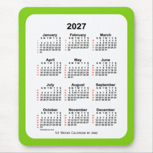 2027 Gultens Grönt 52 veckors kalender från Janz Musmatta