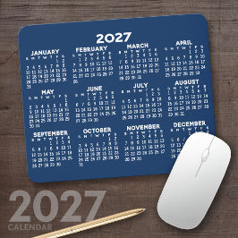 2027 helårs kalender - horisontell musmatta