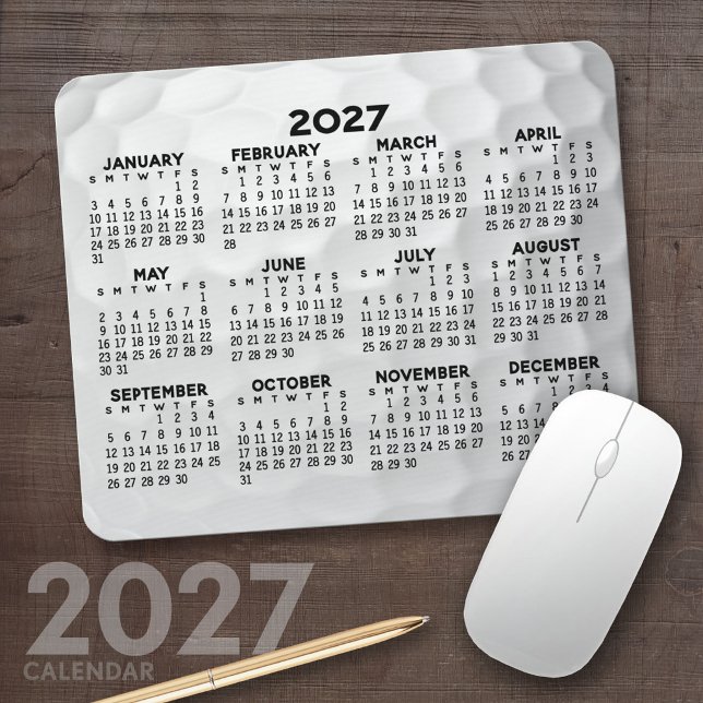 2027 helårs kalender - horisontell musmatta (2027 Calendar Mousepad)