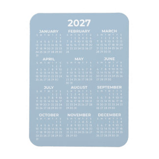 2027 Helårskalender Basic Minimal Mini Blå Magnet