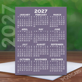 2027 Helårsvy Kalender - Grundläggande Minimal Vykort