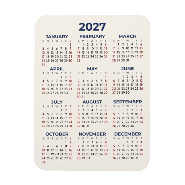 2027 Helderskålender Dina Färger Mini Magnet (Vertikal)