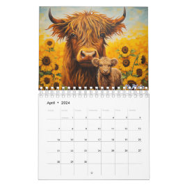 2027 höglands ko-kalender med kalv solros kalender