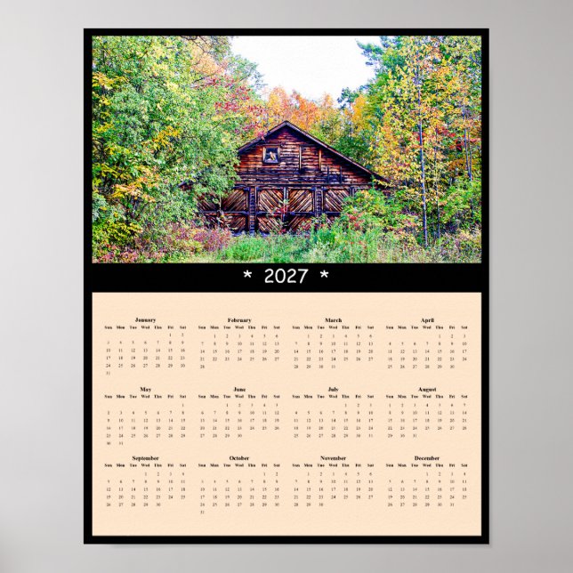 2027 Höst Gård Väggkalender - Rustik Höst Poster (Framsidan)