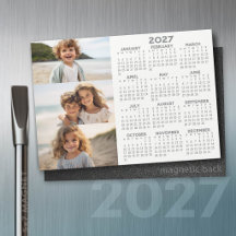 2027 Kalender - 3 Foton - Basic Grey Vit Magnet