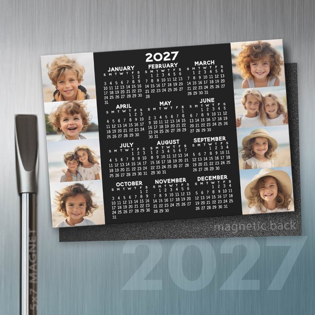 2027 Kalender - 8 Bilder Grundläggande Svart Vit M (2027 Calendar)
