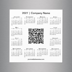 2027 Kalender Anpassad Företag QR-kod Vit Magnet