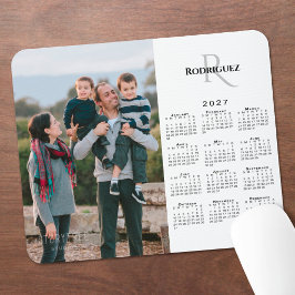 2027 Kalender Anpassad Foto Monogram Namn på Vit Musmatta
