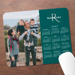 2027 Kalender Anpassad Foto Monogram Namn Teal Musmatta