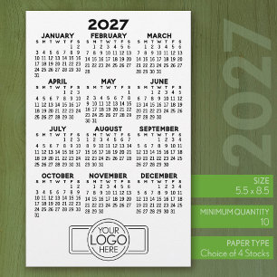 2027 Kalender - Basic Svart Minimal Logotyp Brevpapper
