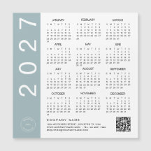 2027 Kalender Blå Kant QR-kod Företagets logotyp